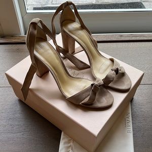 Alexandre Birman clarita beige ankle tie block heels
